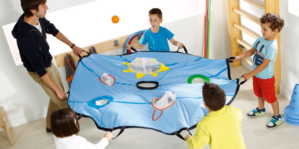 Parachute Arc-en-ciel 100x100 Cm - Jeu Coopératif Extérieur Pour Enfants, Maternelle, Activité Sensorielle