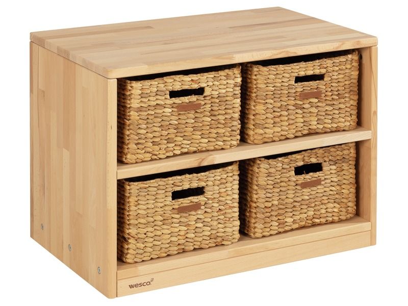 meuble bas en bois massif avec paniers en matière naturelle le blog wesco