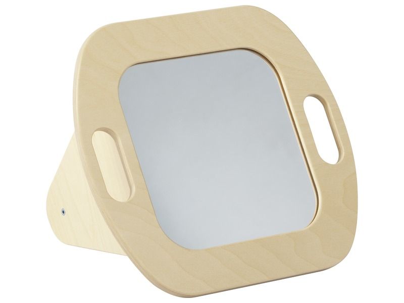 petit miroir en bois a poser au sol eveil bebe blog wesco