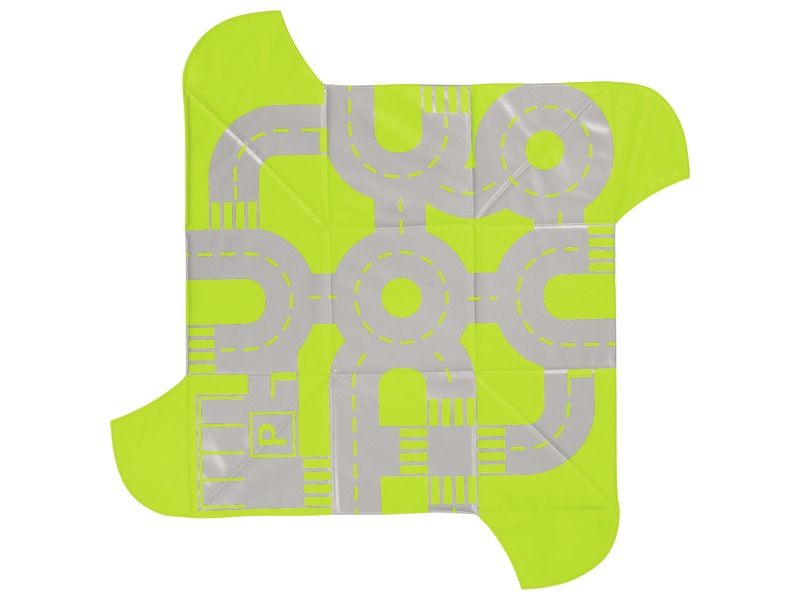 tapis 2 en 1 à la fois coffre de rangement et tapis de jeux pour enfants présenté ici en mode tapis pour petites voitures blog wesco