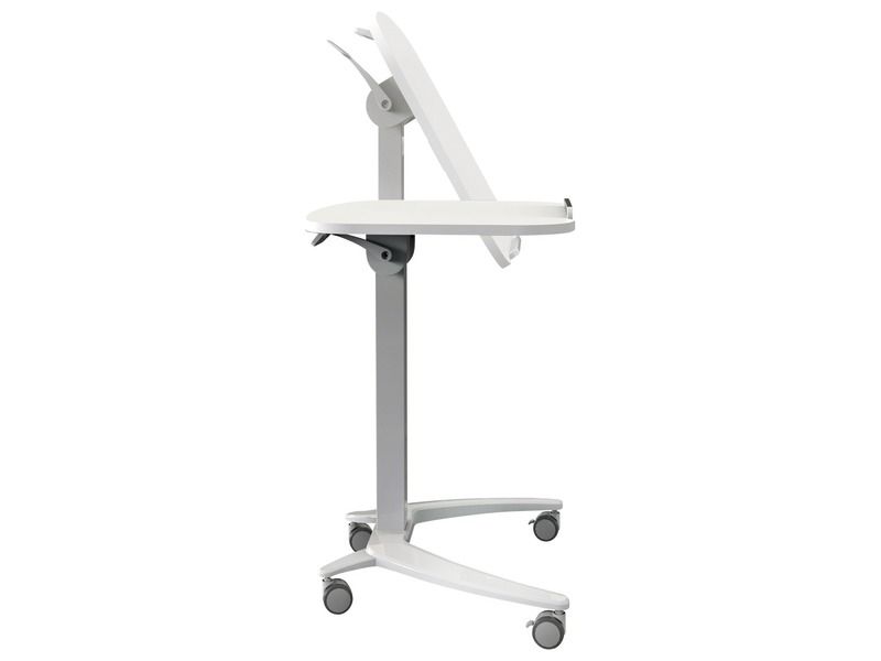 table réglable en hauteur et mobile grâce aux roulettes, polyvalente, idéale classe flexible et classe mutuelle blog wesco