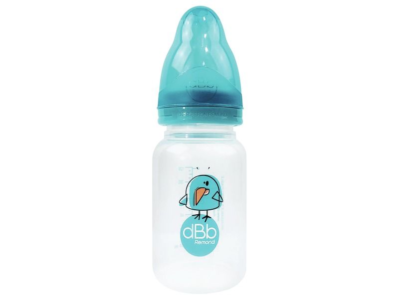 petit biberon 120ml en plastique bleu turquoise marque remond
