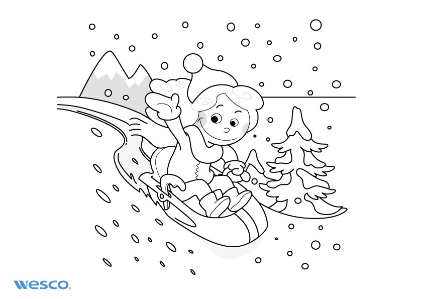 coloriage pour enfant theme descente piste luge montagne blog wesco